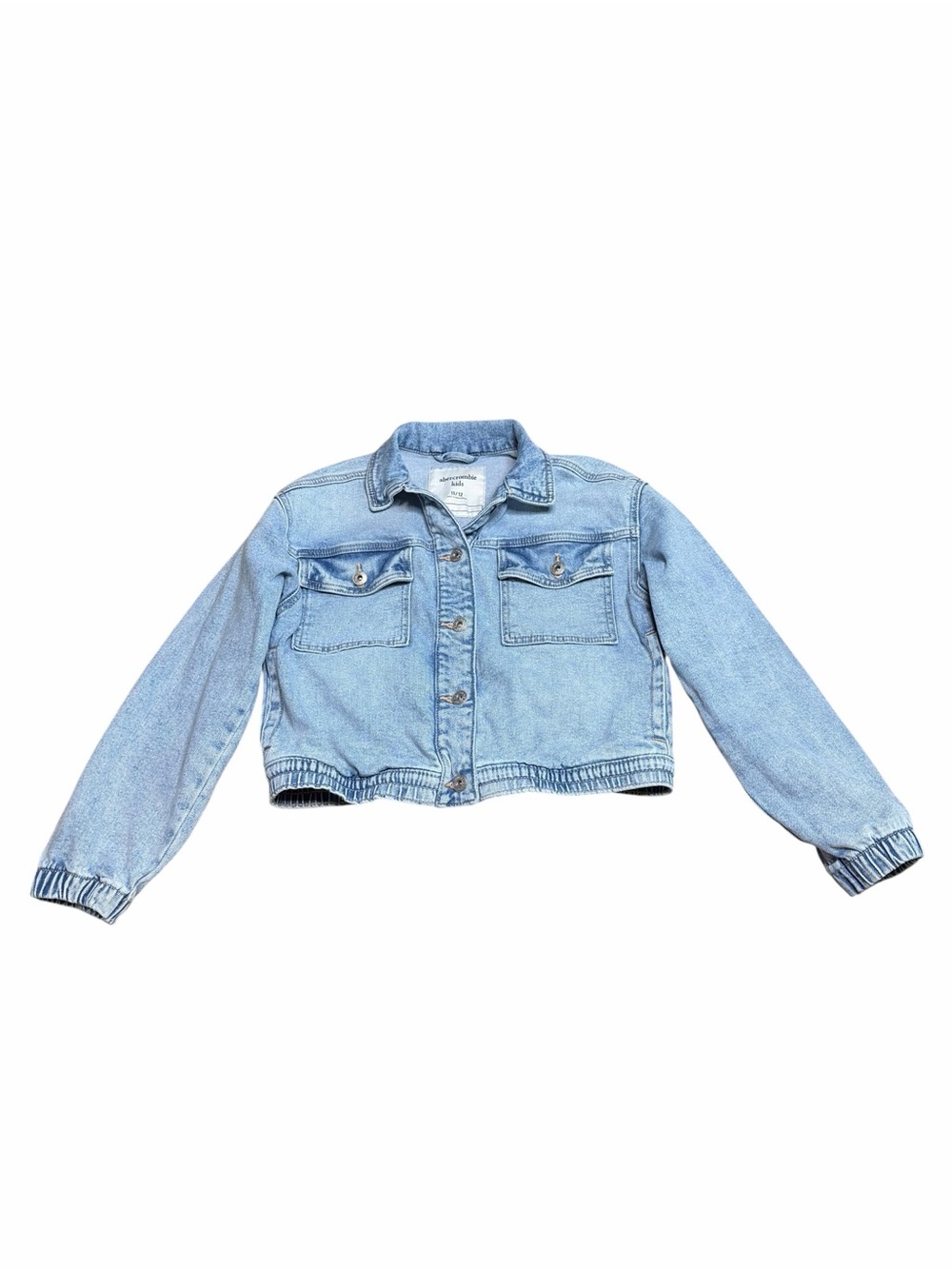 Abercrombie Kids Girls Light Wash Denim Bomber Jacket | Size 11/12